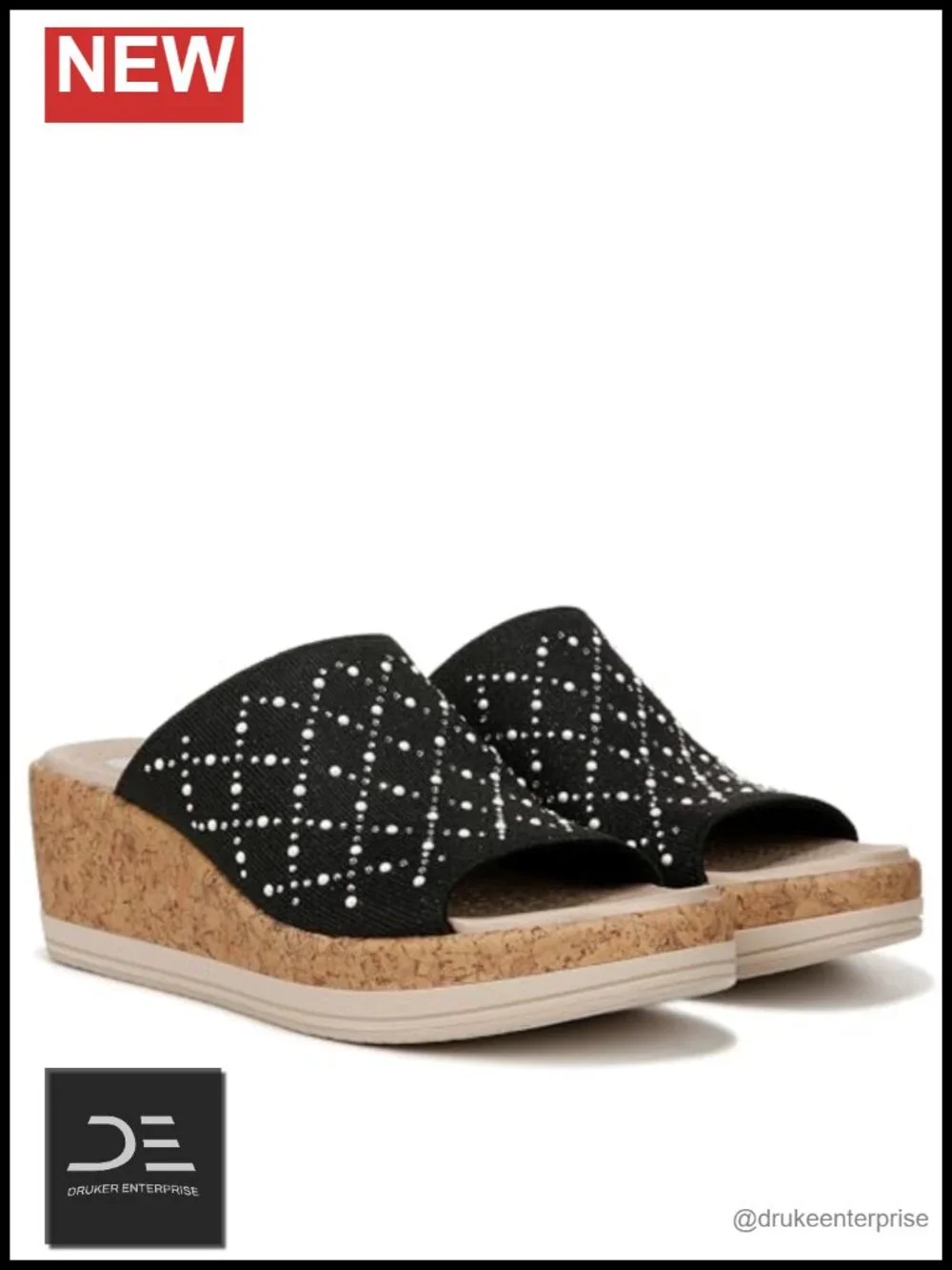LifeStride BZees Royal Wedge Sandals Womens Slip On Rhinestone